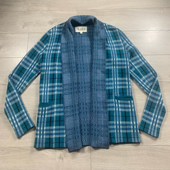 Knitz For Love & Lemons Green Grandpa’s Plaid Cardigan - Picture 2 of 12